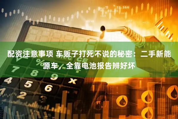 配资注意事项 车贩子打死不说的秘密：二手新能源车，全靠电池报告辨好坏